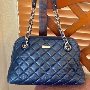 Kate Spade, Large satchel. Black quilted with slight iridescent. Beautiful!